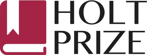 Logo for the Holt Prize, showing a red book with a ribbon on the left and the prize name in large block letters on the right.