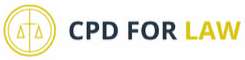 Logo for CPD (Certified Professional Development) for Law. The logo shows the scales of justice in a circle on the left, and the text on the right in contemporary sans serif block letters.
